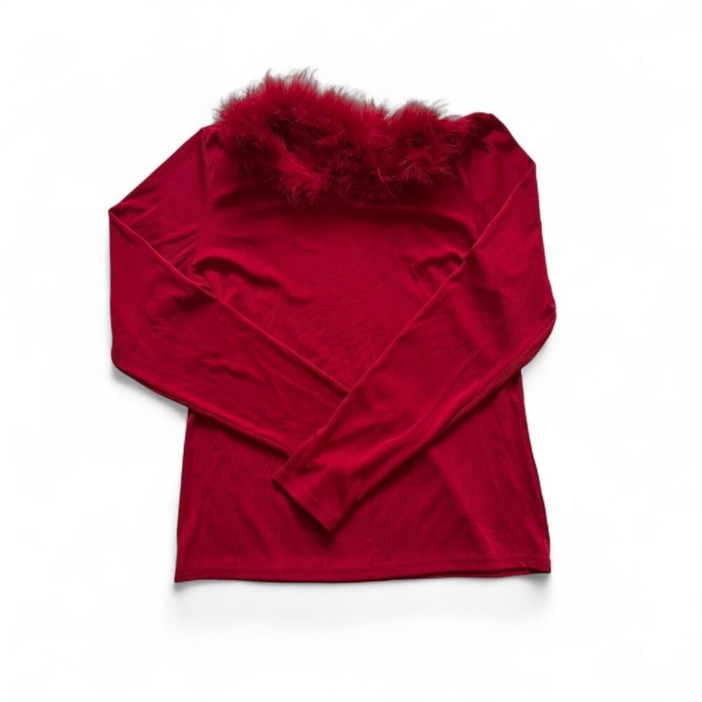 Vintage 90s red marabou feather top by Western Connection